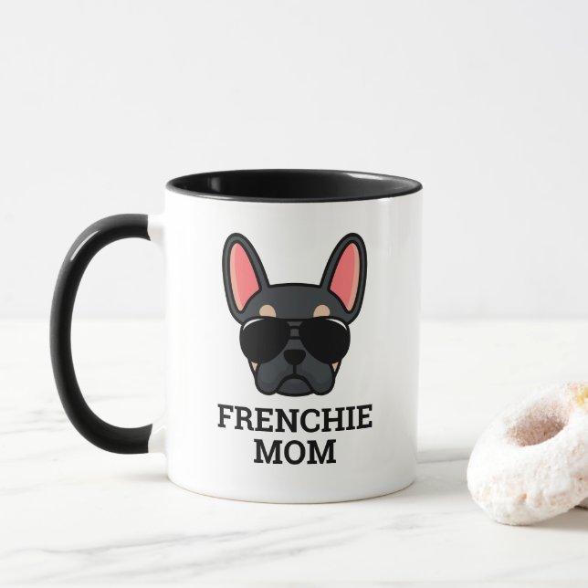 Caneca Black Tan French Bulldog Frenchie Dog Mãe Mug (Com Donut)