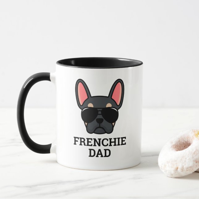 Caneca Black Tan French Bulldog Frenchie Dog Pai Mug (Com Donut)