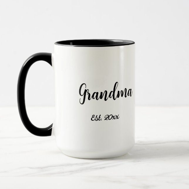Caneca Black White Mom Established Year New Grandma Gift (Esquerda)