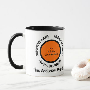 Caneca Black White Orange Spooky Modern Happy Halloween