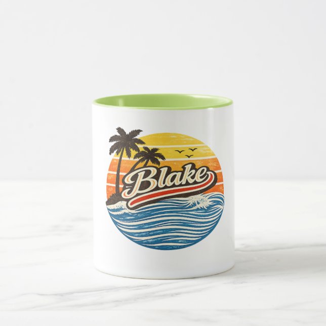 Caneca Blake Retro Sunset Name Design (Centro)