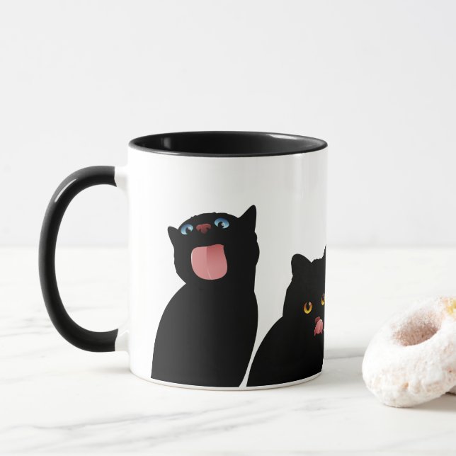 Caneca Blep! Gatos pretos que lambem Windows (Com Donut)