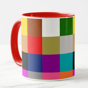 Caneca Blocos de Cores Coloridos e Destacados Padrão de D