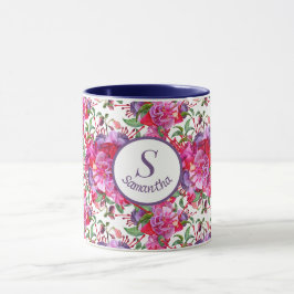 Caneca Blogues Fúchsia com Cores de Água Personalizadas