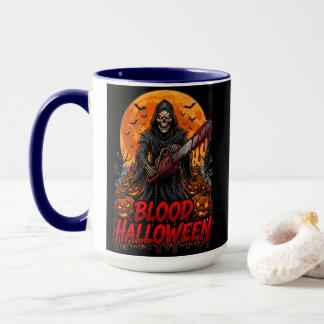 Caneca Blood Halloween Grim Reaper Chainsaw Pumpkin Hoodi