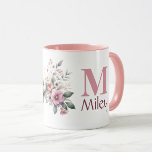 Caneca Bloom Monograma - Floral Personalizado