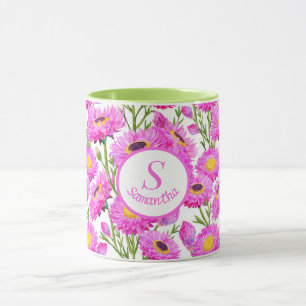 Caneca Blooms Florais de Disições de Papel Rosa Personali