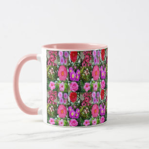 Caneca "Blossomas de Rosa: Uma Colagem de Fotos Floral"