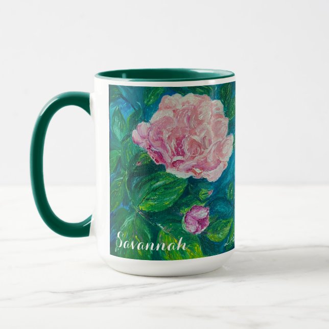 Caneca "Blossomas do Amor" Rosa personalizado Mug (Esquerda)