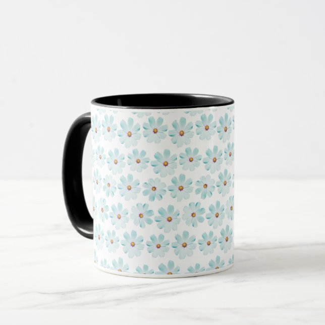 Caneca Blue Daisy Floral Pattern Mug (Frente Esquerda)