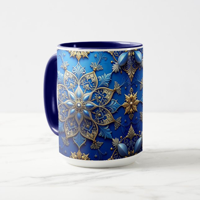 Caneca Blue Decorative Holiday Mug (Frente Esquerda)