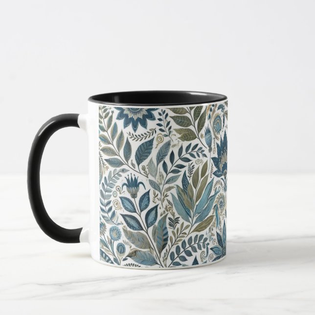 Caneca Blue e Green deixam Design floral (Esquerda)