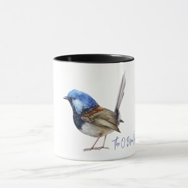 Caneca Blue Finch Bird customisable  (Centro)