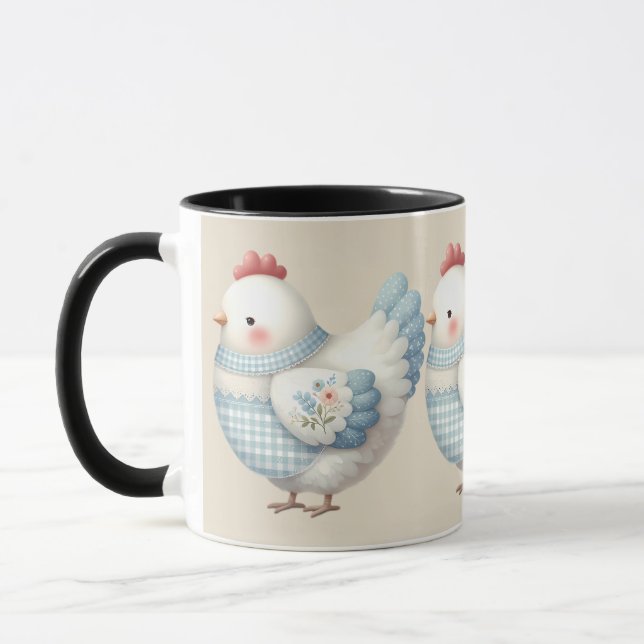 Caneca Blue Gingham Cottage Hen (Esquerda)