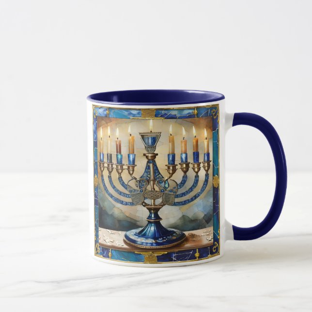 Caneca Blue Hanukkah Menorah (Direita)