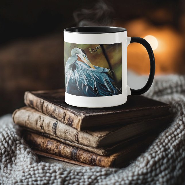 Caneca Blue Heron Bird (Criador carregado)