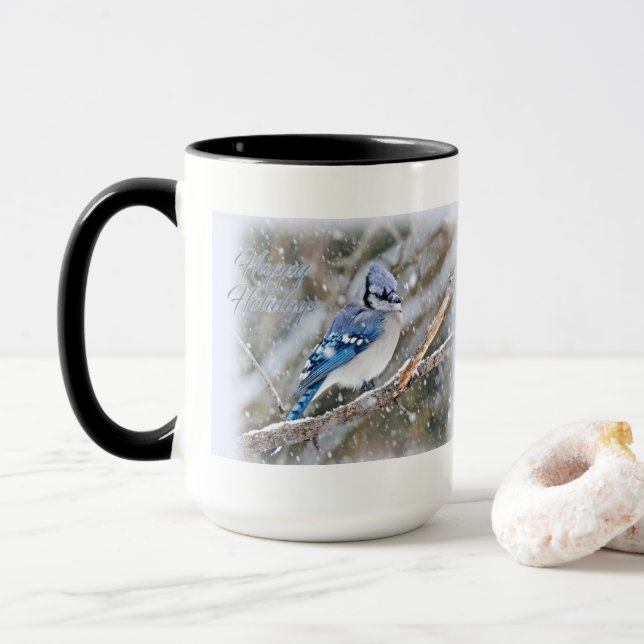 Caneca Blue Jay no Natal da neve (Com Donut)