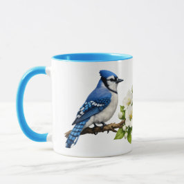 Caneca Blue Jay with White Blossoms