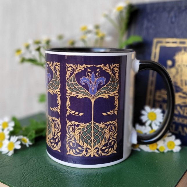 Caneca Blue Lily Art Nouveau (Criador carregado)