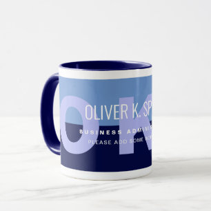 Caneca Blue Modern Profissão Café Mug com Nome