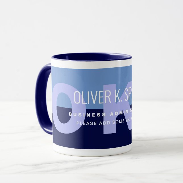 Caneca Blue Modern Profissão Café Mug com Nome (Frente Esquerda)