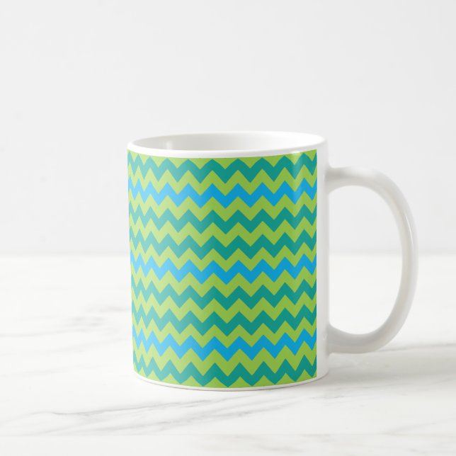 Caneca Blue Moons Chevron Padrão Verde Azul (Direita)