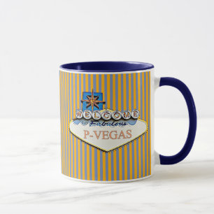 Caneca Blue Orange P-Vegas Platteville Wisconsin Mug