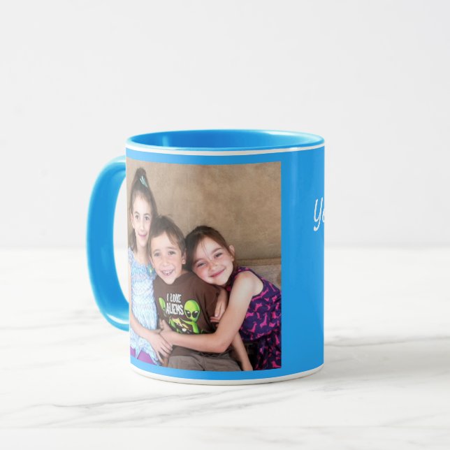 Caneca Blue Personalize MODELO DE FOTO Dotado Coffee Mug (Frente Esquerda)