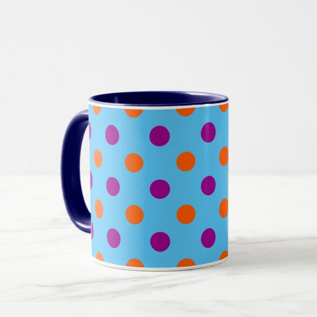 Caneca Blue Purple Orange Polka Dot Pattern (Frente Esquerda)
