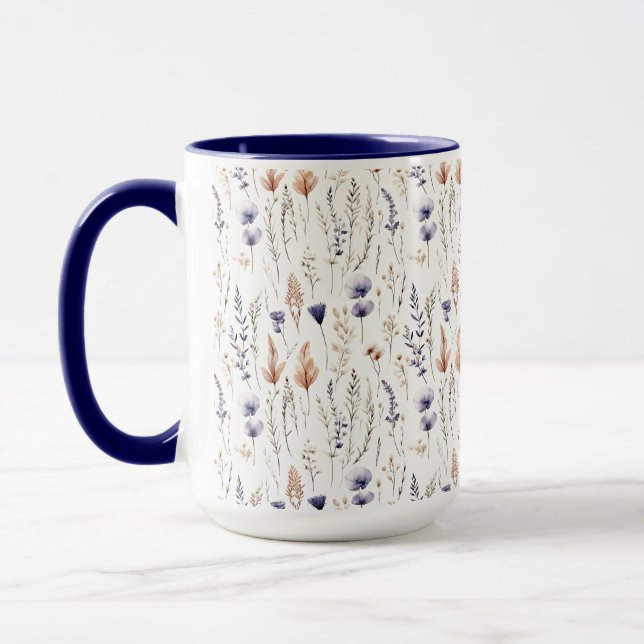 Caneca Blue Purple Rosa Beige Wildflower Boho (Esquerda)