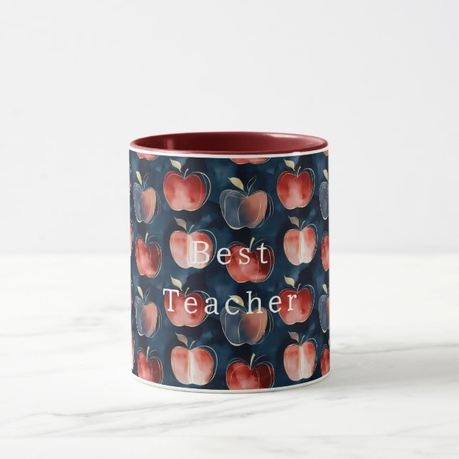 Caneca Blue Red Apples Best Teacher or personalize (Centro)