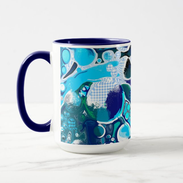 Caneca Blue Sea Bubbles Abstrato Art (Esquerda)