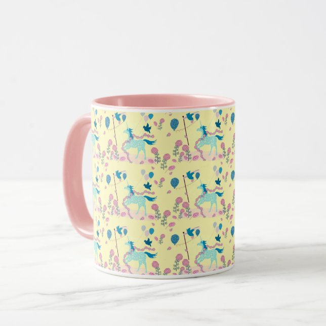 Caneca Blue Unicorn Celebrando Seu Aniversário 2 Mug (Frente Esquerda)