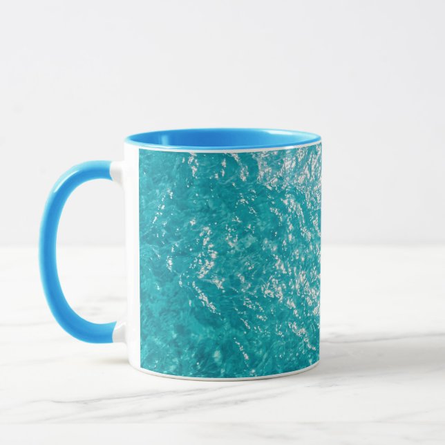 Caneca Blue Water Ocean Waves Pattern Coffee Mug (Esquerda)