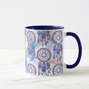 Caneca Blue Watercolor Dreamcatcher Modern Boho