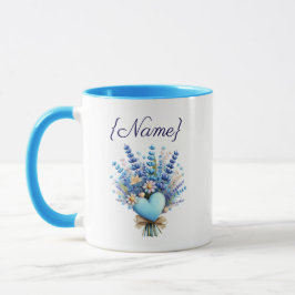 Caneca Blue Wildflower  – Floral Custom Name Gift Combo