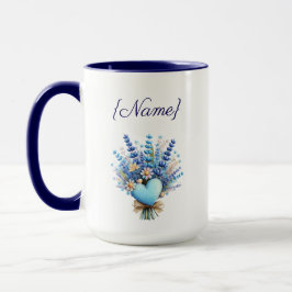 Caneca Blue Wildflower Name Mug – Floral Custom Gift
