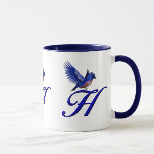 Caneca Bluebird Monograma Inicial H Elegante