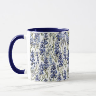 Caneca Bluebonnet Wildflower Pattern, Flor do Texas