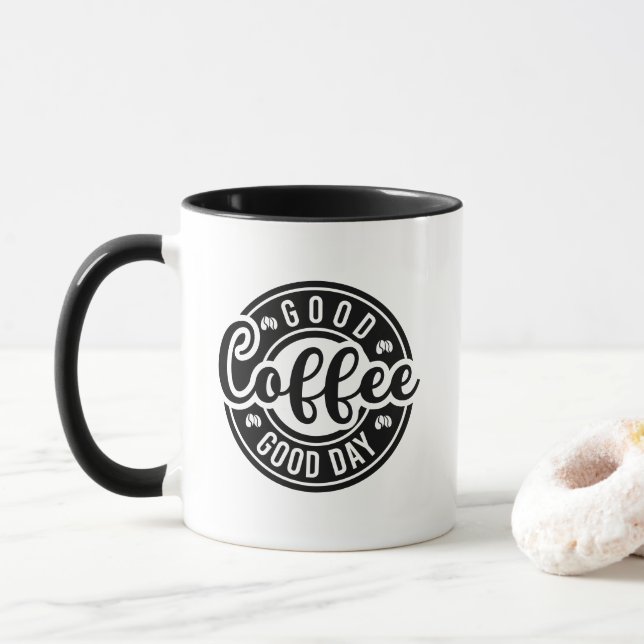 Caneca Boa arte de palavra de café dia (Com Donut)
