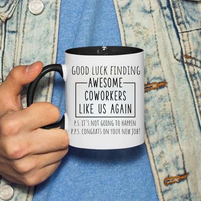 Caneca Boa sorte em encontrar colegas de trabalho como nó (Criador carregado)