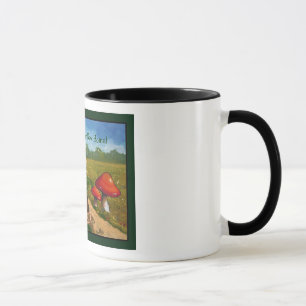 Caneca Boa vinda à casa nova: Rato bonito, cogumelos,