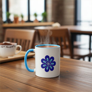 Caneca Boas Víblias Minimalistas, Amuleto Floral Azul Mau