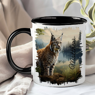 Caneca Bobcat em Forest Clearing