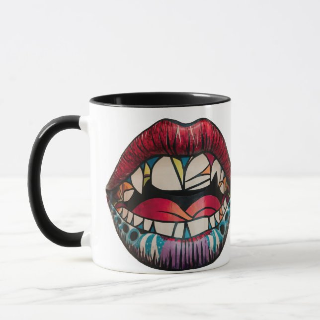 Caneca Boca Aberta Abstrata Psicodélica (Esquerda)