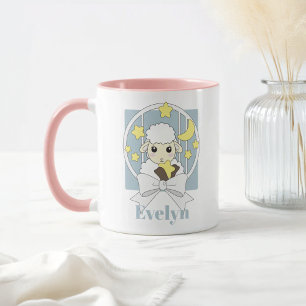 Caneca Bodejão de desenho animado azul pastel retrô perso