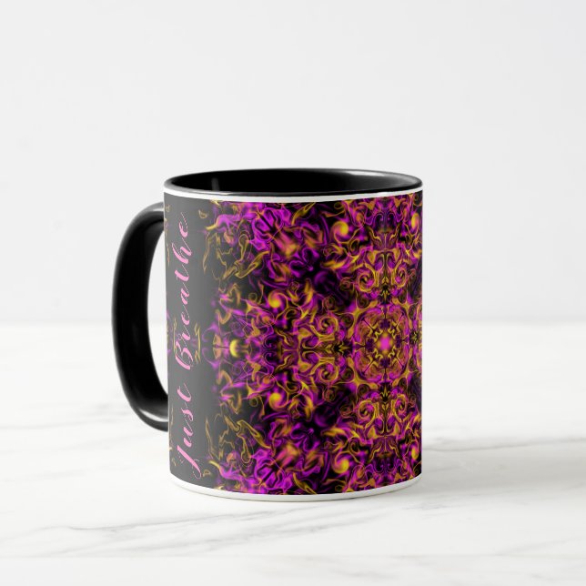 Caneca Boêmia Psicodélica Rosa Mandala Respira (Frente Esquerda)