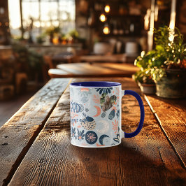 Caneca Boho Chic Personalizado Mug com Celestial Floral