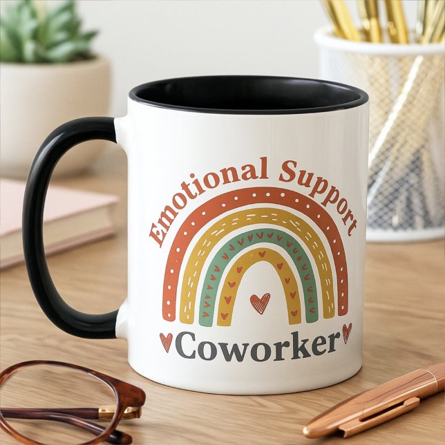 Caneca Boho Funny Coworker Emotional Support Work Bestie (Criador carregado)