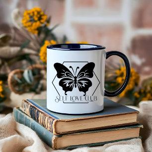 Caneca Boho Moon Black and White Self Love Club